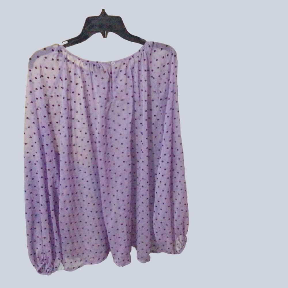 Ashley Stewart, light purple top with black hearts, sz 18/20